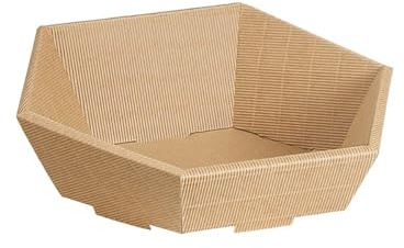 Präsentkorb Geschenkkorb 195x230 leer 6-Eck, offene Welle, natur braun, Geschenkverpackung im Set: 25 Stück