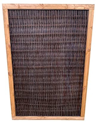 bambus-discount.com Sichtschutzelement aus naturbelassener Weide Cornwell mit 180 x 90cm - Sichtschutzwand aus gekochten Weidenruten im Holzrahmen 1,8m x 0,9m