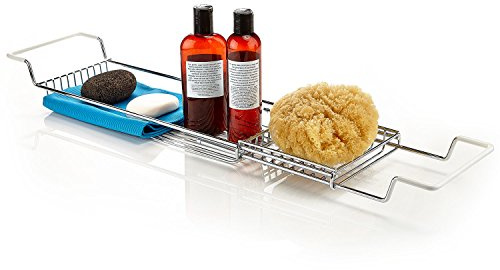 Home Intuition Stainless Steel Expandable Shower Bathtub Tray Over The Clawfoot Tub Bath Caddy