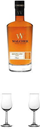 Walcher Marillenlikör Bio 28% 0,7 Liter + Nosing Gläser Kelchglas Bugatti mit Eichstrich 2cl und 4cl 1 Stück + Nosing Gläser Kelchglas Bugatti mit Eichstrich 2cl und 4cl 1 Stück