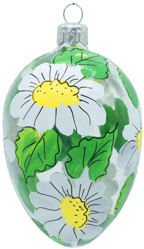 Vitbis Palle di vetro dipinte a mano, per albero di Natale pasquale, decorazione per la cucina, motivo floreale, design classico, 3 pezzi