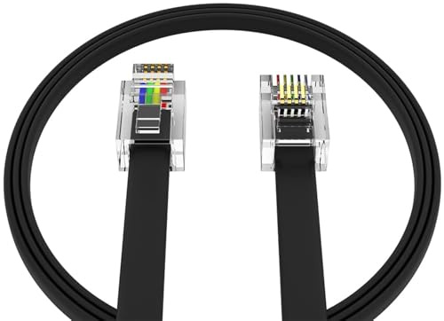 AmzPRO (1 Pack) 4 Feet Telephone Cord for Landline Phones RJ11 Cable, Pro Grade Phone Line Cord (4 ft, Black) Made in USA