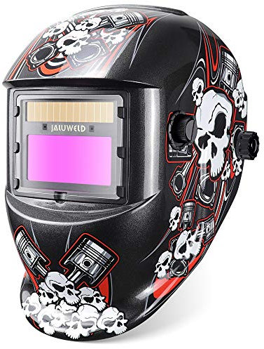 JALUWELD Careta Soldar Automatica,Energía Solar Mascara de Soldar Gran Vista Careta Soldadura Automatico Oscurecimiento ARC TIG MIG/mag Grinding Completo con 5 Lentes