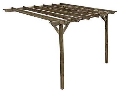 Wooden Garden Lean-to Pergola Kit - Champion Design Shade Canopy Gazebo (1.8m x 1.8m, Rustic Brown)