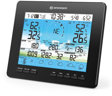 Bresser Station de base supplémentaire pour 7003210 6 jours 4CAST météo écran couleur avec indicateur de température ambiante et réveil intégré avec fonction d'alerte de glace.