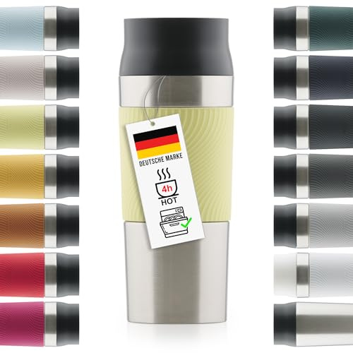 Blumtal Travel Mug Classic, Coffee Cup, Leakproof to go Mug, Hours of Insulation for Hot and Cold Beverages, with Practical Quick Press Closure, 350ml, New Yellow