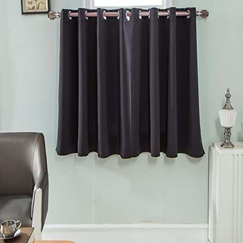 A.Monamour Corta Oscurante per Finestra Piccola - Tenda Solida Nera da Cucina Bistrot Caffè - Mezza Mantovana a Vetro, Pannello, Porta Armadio e Lavandino