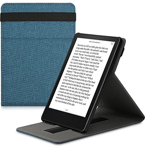 kwmobile Coque pour liseuse électronique Compatible avec Amazon Kindle Paperwhite 11. Generation 2021 - Coque à Rabat pour liseuse en Tissu - - pétrole