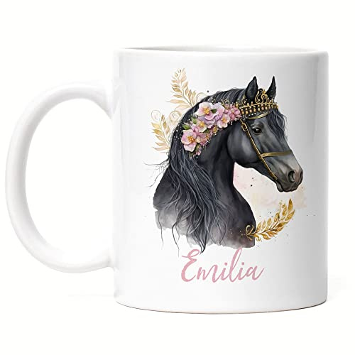 Kiddle-Design Pferde Tasse Personalisiert Mädchen Kindertasse Becher Kinder Pony Pferdemädchen Geschenk Namenstasse mit Namen Pferdemotiv