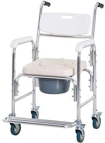 Gehhilfen für Senioren Rollator Gehhilfe, Duschhocker Rollstuhl Gehhilfe Toilettenstuhl mit Rädern Behindertenmobiler Duschsitz Badezimmer Badewannenhocker Multifunktionale Schwangere Duschhilfe für