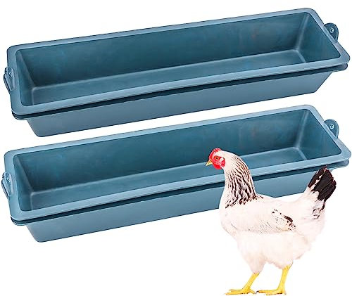 4 Pack Hühnerfutterspender Kunststoff Futtertrog Eimer für Huhn Ente Taube Vogel Vieh Haustier Geflügel (Länge 41,9 cm)