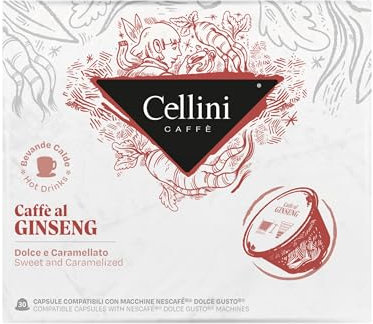 Caffè Cellini Capsules compatible avec Nescafè Dolce Gusto* - Cafè au Ginseng 90pcs | Cafè au Ginseng avec arrière-goût de caramel