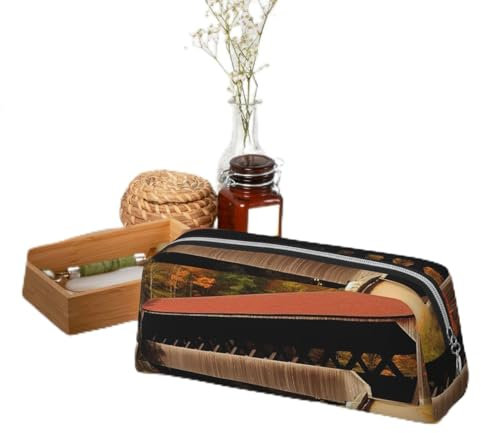 VTCTOASY Albany Trousse à crayons de grande capacité pour homme et femme Motif pont couvert, Argenté., Taille unique