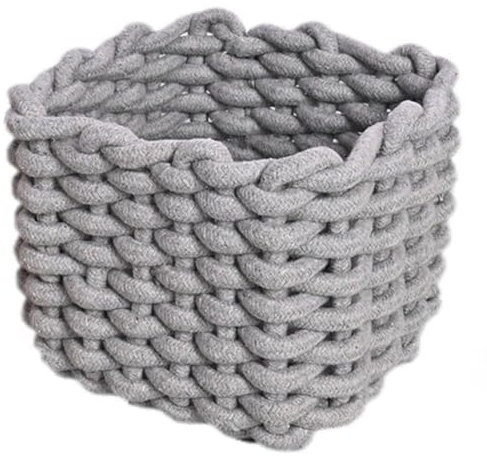 JJQHYC Cotton Rope Basket Woven Storage Baskets Grey Rope Desktop Basket Organizer Bathroom Storage Baskets for Cupboard Nursery Decor