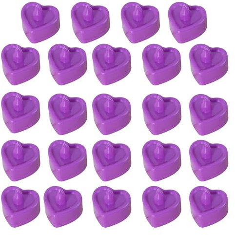 Kaxenig Bougies Chauffe-Plat À Piles, 24 Bougies À LED sans Flamme en Forme De Coeur, Bougies Chauffe-Plat À LED, pour Mariage, Vacances, Fête, Saint-Valentin Décoration