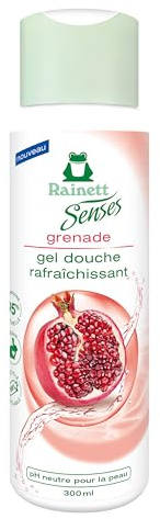 RAINETT Senses - Gel Douche Rafraîchissant à la Grenade - 95% d'Ingrédients d'Origine Naturelle - Formule Vegan - Gel Douche pH Neutre Pour La Peau - Flacon Recyclé & Recyclable - 300 ml