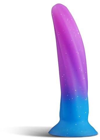Soft 6-Inch Silicone Dildo with Suction Cup – Slim G-Spot & Prostate Toy for Beginners, Small Fantasy Anal & Butt Plug for Men and Women, Purple Blue