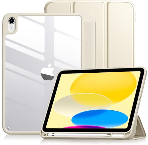 Vobafe Hülle für iPad (A16) 11. 11 Zoll/10 Generation 10.9, Starlight | Hart PC Transparent Cover Rückseite Schutzhülle, iPad Hülle mit Stifthalter, Unterstützt Touch ID, Auto Schlafen/Wachen