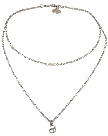 Alpenflüstern Trachten-Metallhalskette Breze zweireihig - Damen-Trachtenschmuck Dirndlkette (silber-farben) DHK335