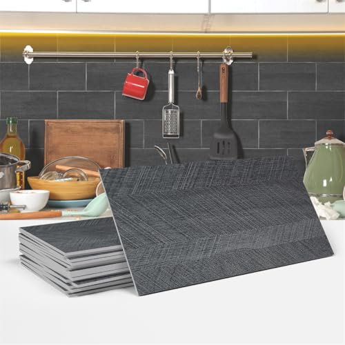 Keramikfliesen Wandfliesen, Fliesenaufkleber 10x20cm Dunkelgrau Fliesenaufkleber für Küche und Bad