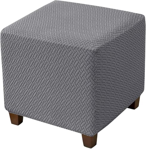 Yekuhe Hockerbezug Quadratisch 40x40 Ottoman Cover Ottomane Schonbezug Hocker Hussen für Fußhocker Stretch Ottomane Abdeckung Hocker Protector Hockerabdeckung(Dark Gray)