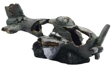 EXAOMBLE Aquarium Deko Flugzeug-Wrack Aus Kunstharz Realistische Unterwasser-Dekoration Für Garnelen Und Fische Als Versteck Im Fischbehälter