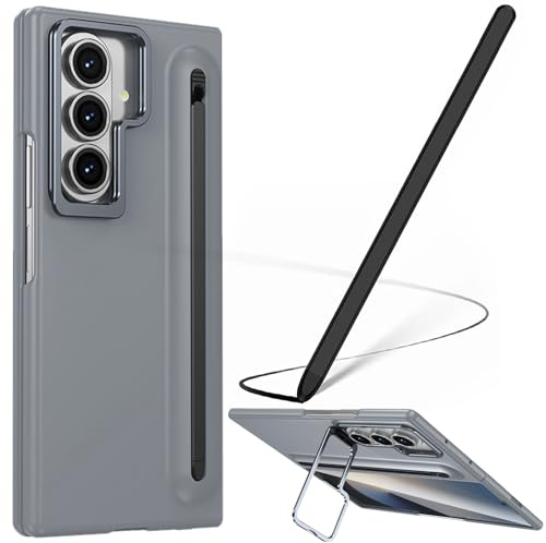 Hülle für Galaxy Z Fold7 mit Stylus-Stift, Fold 7 Cover mit Ständer und S-Pen-Steckplatz, Displayschutzhülle für Samsung Galaxy Z Fold7 mit Klappständer-Grau