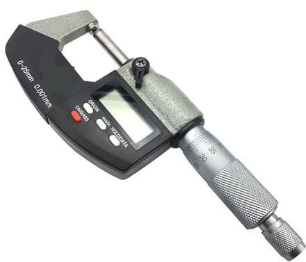 Micrometro, 0-25 mm electrónico micrómetros exteriores 0.001mm con extra grande LCD Micrómetro digital de pantalla Micrómetro Mida digital herramientas,Measuring Tools(Single round head)