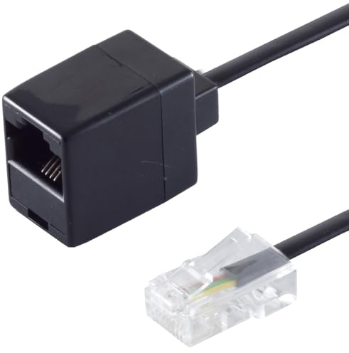 1aTTack.de 1x 10m - Spina Western 8/4 su accoppiamento Western 8/4 10m - Spina RJ45 / accoppiamento RJ45, cavo piatto, contatti dorati, nero, assegnazione 1:1, ideale per impianti e reti telefoniche