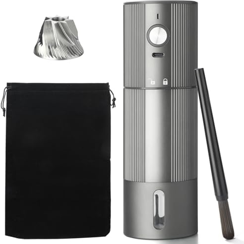 Electric Coffee Grinder Portable Conical Burr Coffee Grinder with 45 Adjustable Settings, Cordless Coffee Burr Grinder for Espresso, Home, Travel, Camping, Office (Silver)