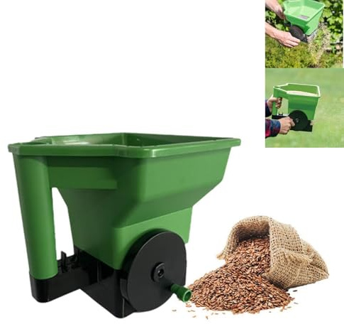 Épandeur de semences de gazon portable pour pelouse - Engrais manuel pour économiser du travail - Épandeur vert pour semences d'herbe, jardin, pelouse