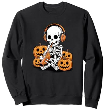 Halloween Scheletro Oboe Oboista Felpa