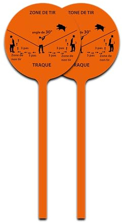 Lot de 2 Jalons Angle de Tir – 39 cm | Signalisation Sécurité Chasse | Piquet Plastique avec Marquage 1 Face