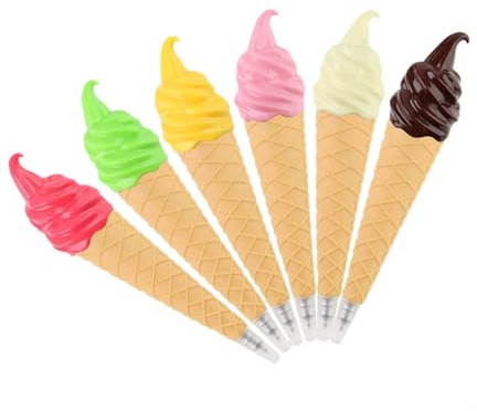 Angoily 6 Pièces Stylo Bille Glace Créatif Papeterie École Colorée Écriture Fluide Design Cornet Gaufrette Cadeau Étudiant
