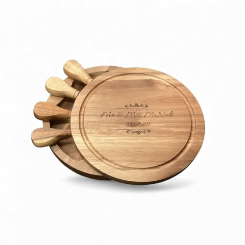 Rutherfords Gifts Personalised Acacia Wood Cheese Board - Engraved Wedding Birthday Kitchen Gift