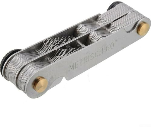 Helilyco Calibro per filettatura a 60 gradi, set da 52 pezzi in acciaio inox (0,25-6 mm) e pollici (4-62) per misurare filettature interne ed esterne