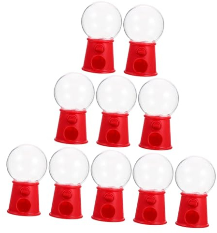 GANAZONO Mini Distributore di Caramelle in Plastica Rossa, 10 Pezzi, Macchinette per Gomme da Masticare, Giocattolo Educativo Riutilizzabile per Gioco di Coordinazione