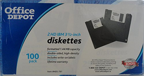 Office Depot 3,5 en. Bulk disquetes, IBM formato, DS/HD, negro, caja de 100, 41208