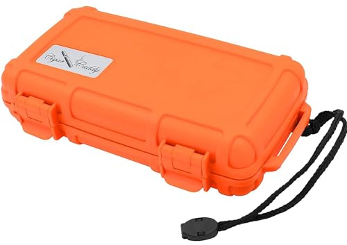Cigar Caddy 3400-R Blaze 5 Cigar Waterproof Travel Humidor, Blaze Orange Rubberized Exterior