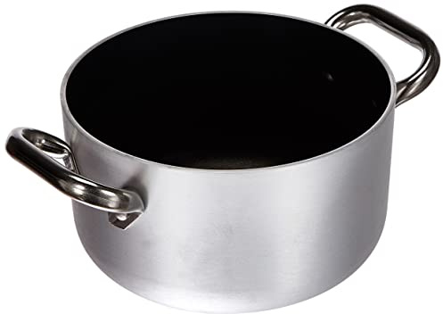 Pentole Agnelli ALSA104S18 Casseruola Alta con Maniglie, Alluminio, Argento, 18 cm