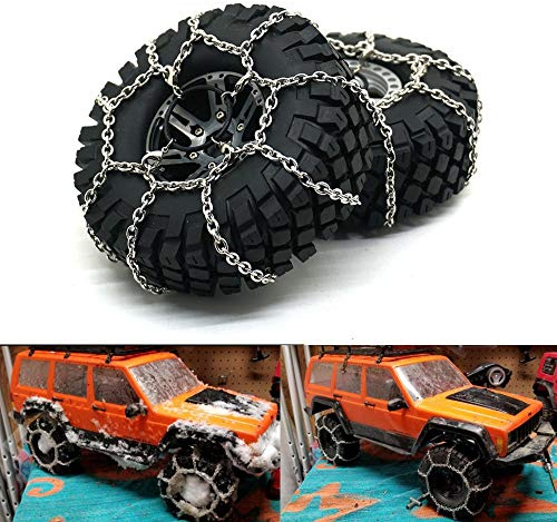 ZuoLan Métal Chaîne à Neige Chaîne de Pneu Antidérapant pour 1,9pouce 114mm Roue Pneu TRX4 1/10 RC Crawler Modèle Voiture (4 pièces)