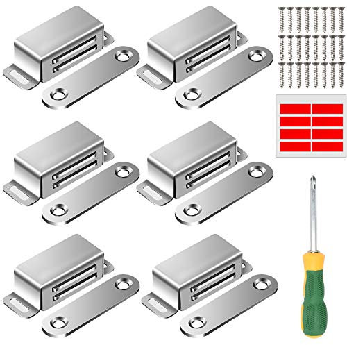 Magnetschnäpper Schranktür Magnet,6 Stück Ultra Dünn Schublade Magnet Türschließer mit Schrauben & Schraubendreher, Tür Magnetverschluss Magneten für Küchenschrank Tür
