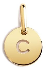 SINGULARU - Mini Medallion Letter. Colgante Inicial en Plata de Ley 925 con Acabado Baño de Oro de 18 Kt. Combinable con Collar. Joyas para Mujer. Letra C