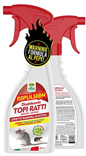 Albagarden - Repellente Topi E Ratti - Disabituante Ad Azione Naturale, Barriera Per Controllo Di Roditori Interni/Esterni- Dissuasore Alternativo A Veleno Ultrasuoni Trappole Colla - Spray 750 ml