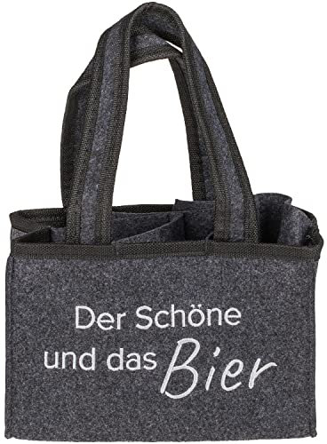 Out of the blue Flaschentasche Bierträger Flaschenträger für 6 Flaschen Der Schöne und das Bier, 71/2652, Grau