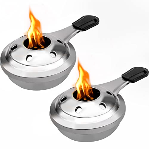 MINSHUXI 2 Stück Alkoholkocher Edelstahl Fonduebrenner Pastenbrenner Tragbarer Mini Alkoholherd Winddicht Alkohol Brenner für Outdoor Fondue Camping Wandern Picknick