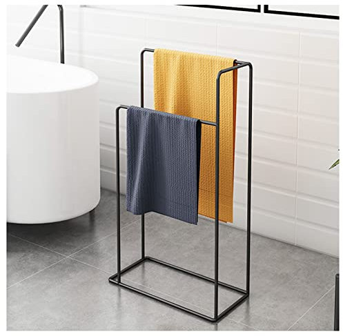 Freistehender Handtuchhalter 2 tier Organizer FüR Bad Und HandtüCher, handtuchhalter heizkörper BadezimmerzubehöR,Badezimmer-Accessoires HandtuchstäNder(Size:91 * 25 * 60CM,Color:black)