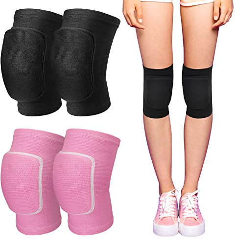 Firtink 2 Pairs Stretchy Dance Knee Pads,Breathable Knee Brace Supports Knee Protector with Soft Sponge for Dance Yoga Sport Exercise(M)