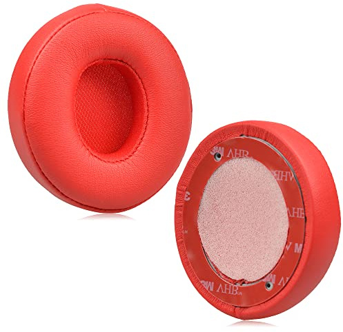 JHZZWJ Earpads Compatible with Beats Solo 2 & Solo 3 Wired Headphones Cushion Pads Professional Headphones Ear Pads Cushions Replacement red