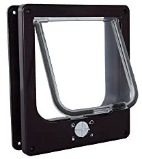 IVOL Katzenklappe - Mit Schließfunktion - Einfache Installation Katzentür - 4 Wege Magnet Verschluss (M - 19x22x5,5 cm - Braun)